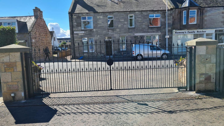 Metal swing gates installation at the Scottish border