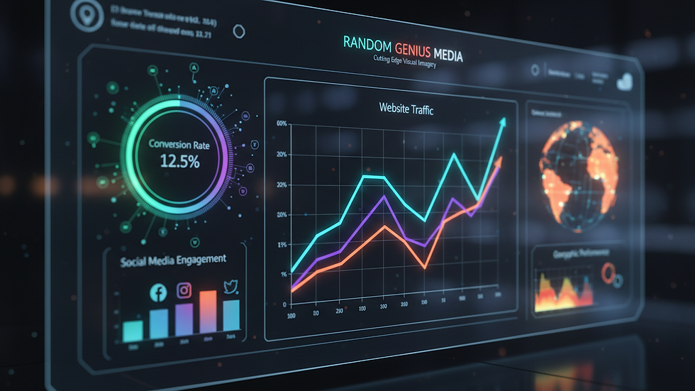 Close-up view of a digital marketing dashboard showing analytics