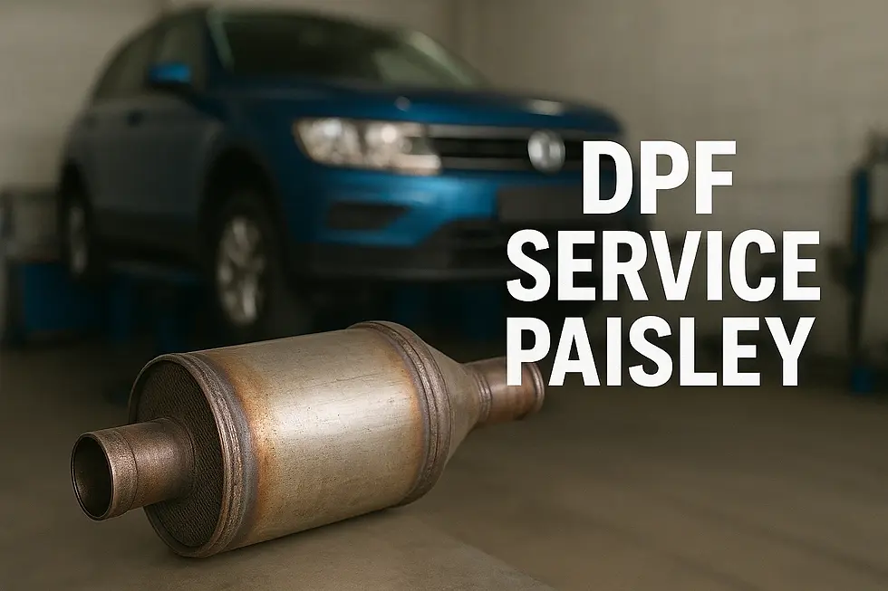 DPF Service Paisley logo with blue car in background
