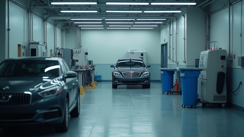 High angle view of a professional setting for DPF cleaning