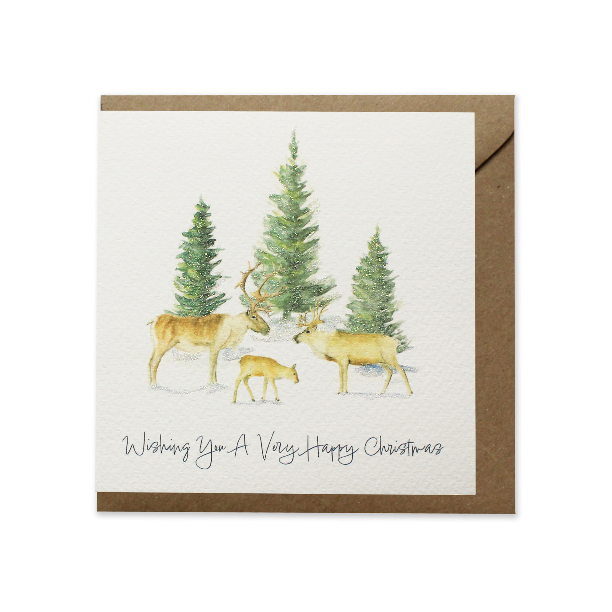 Reindeer Family Watercolour Christmas Card