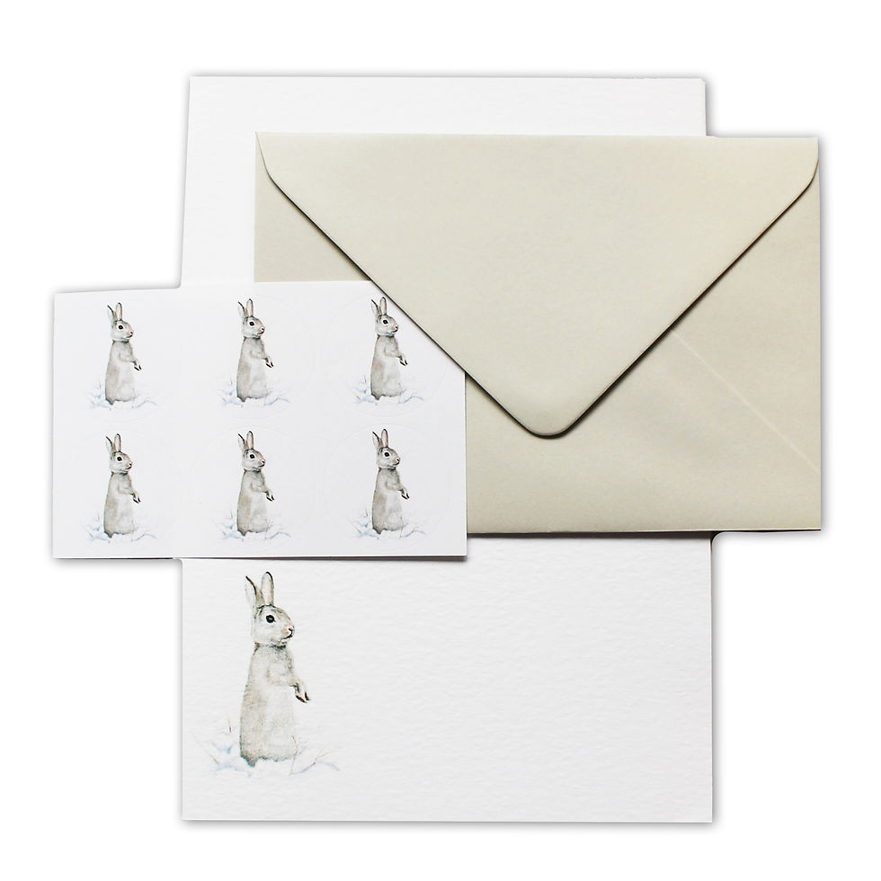 Rabbit Letter Writing Set With Grey Envelopes