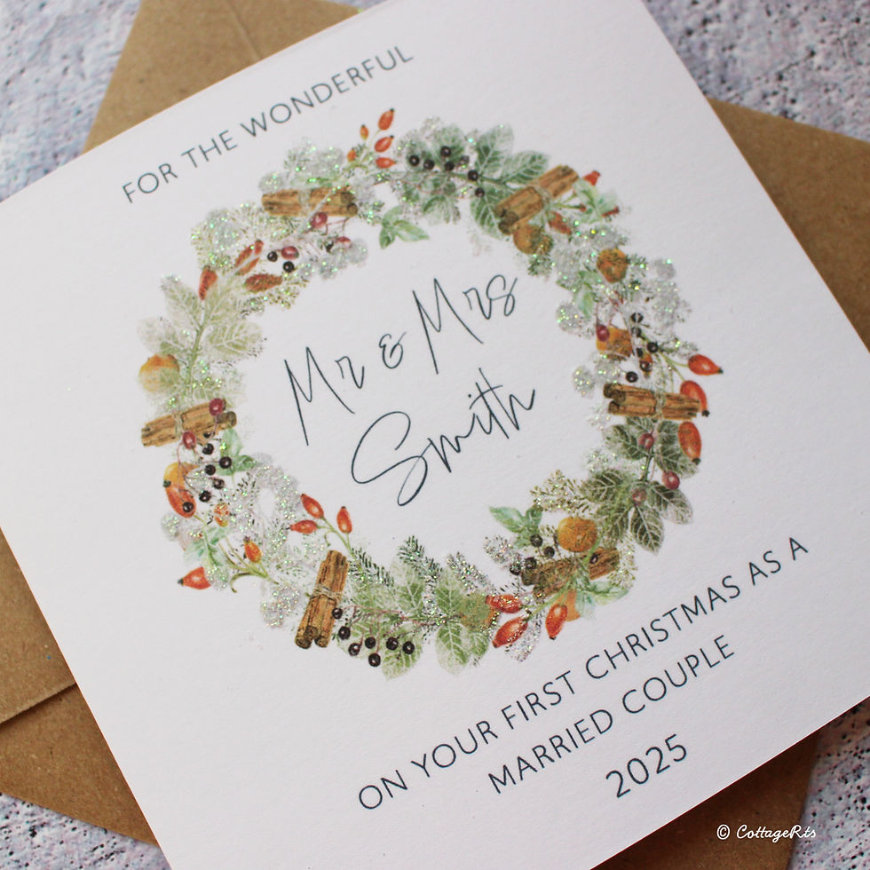 Thumbnail: 1st Christmas As A Married Couple Card Close Up