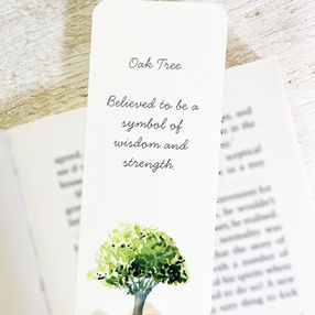 OAK TREE BOOKMARK WITHIN A BOOK PAGE