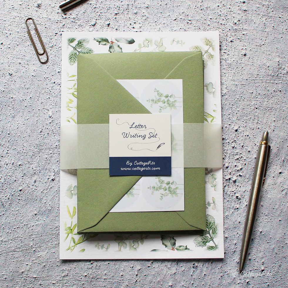 Evergreen Letter Writing Paper and Envelope Set In Belly Band