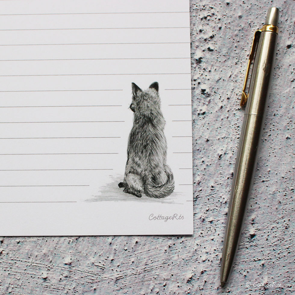 Thumbnail: Sitting Fox Design In The Bottom Corner of Writing Paper