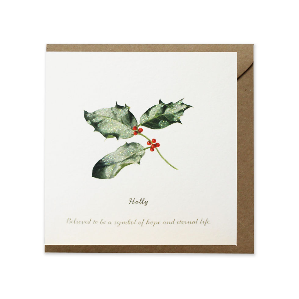 Watercolour Holly Christmas Card
