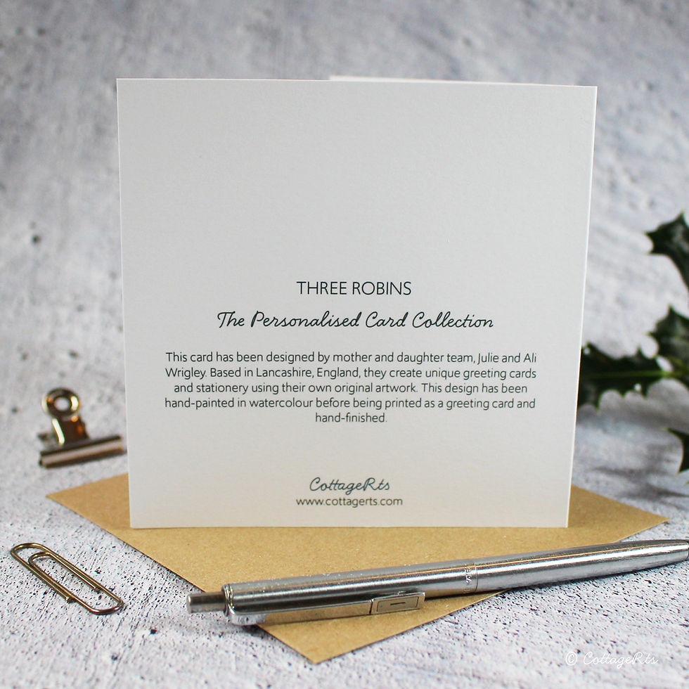 Thumbnail: Back of Personalised Robin Christmas Card