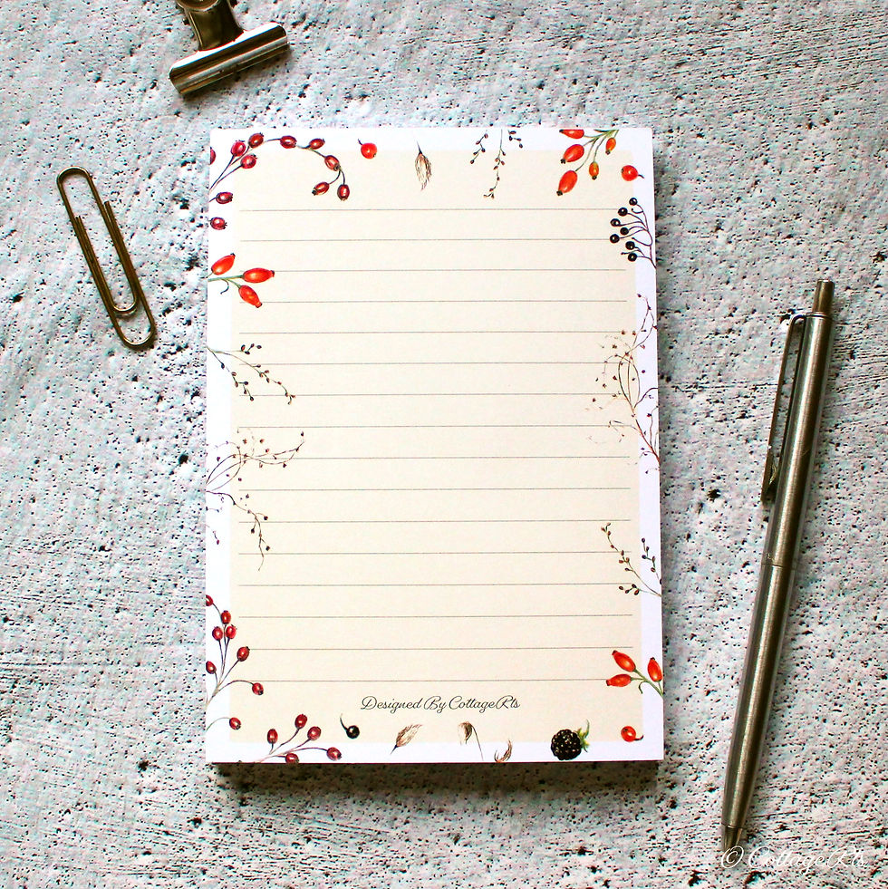 A6 Notepad with Autumn Berries Decorating The Edges With Lines For Writing