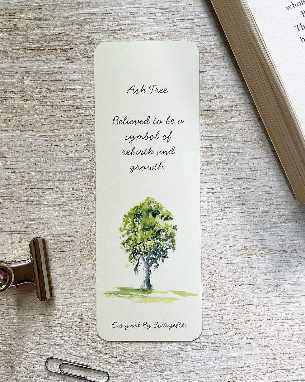 Thumbnail: Ash tree bookmark with motivational words.