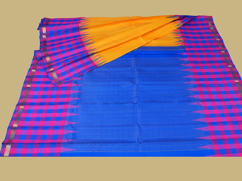 Thumbnail: Royal Blue and Pink Checkered Sari
