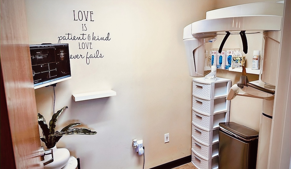 Dental office interior with dental equipment and