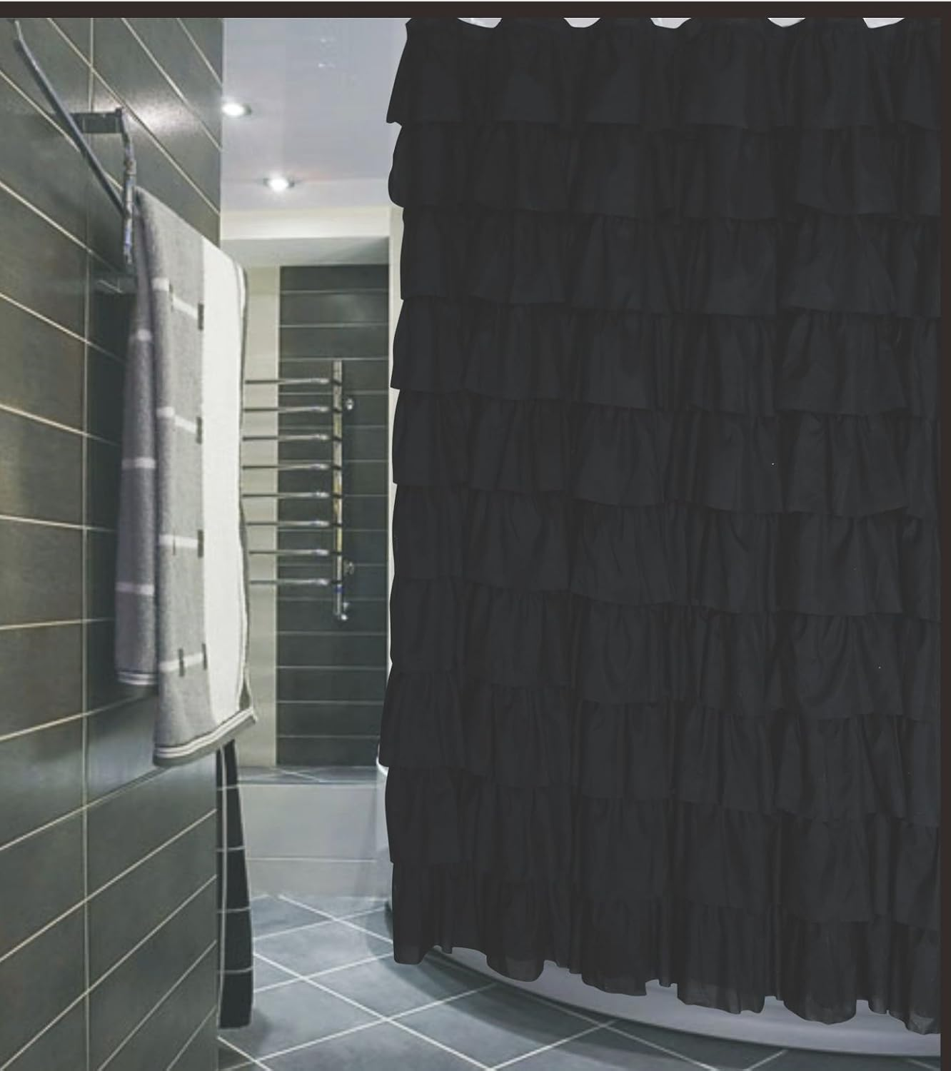 FLAMINGO SHOWER CURTAIN BLACK