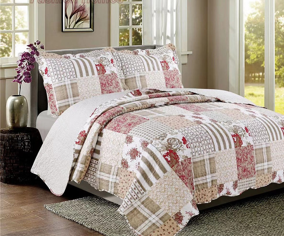 Thumbnail: 3-Piece Quilt Set Bedspread  Reversible Coverlet Set PATCH WORK QUEEN