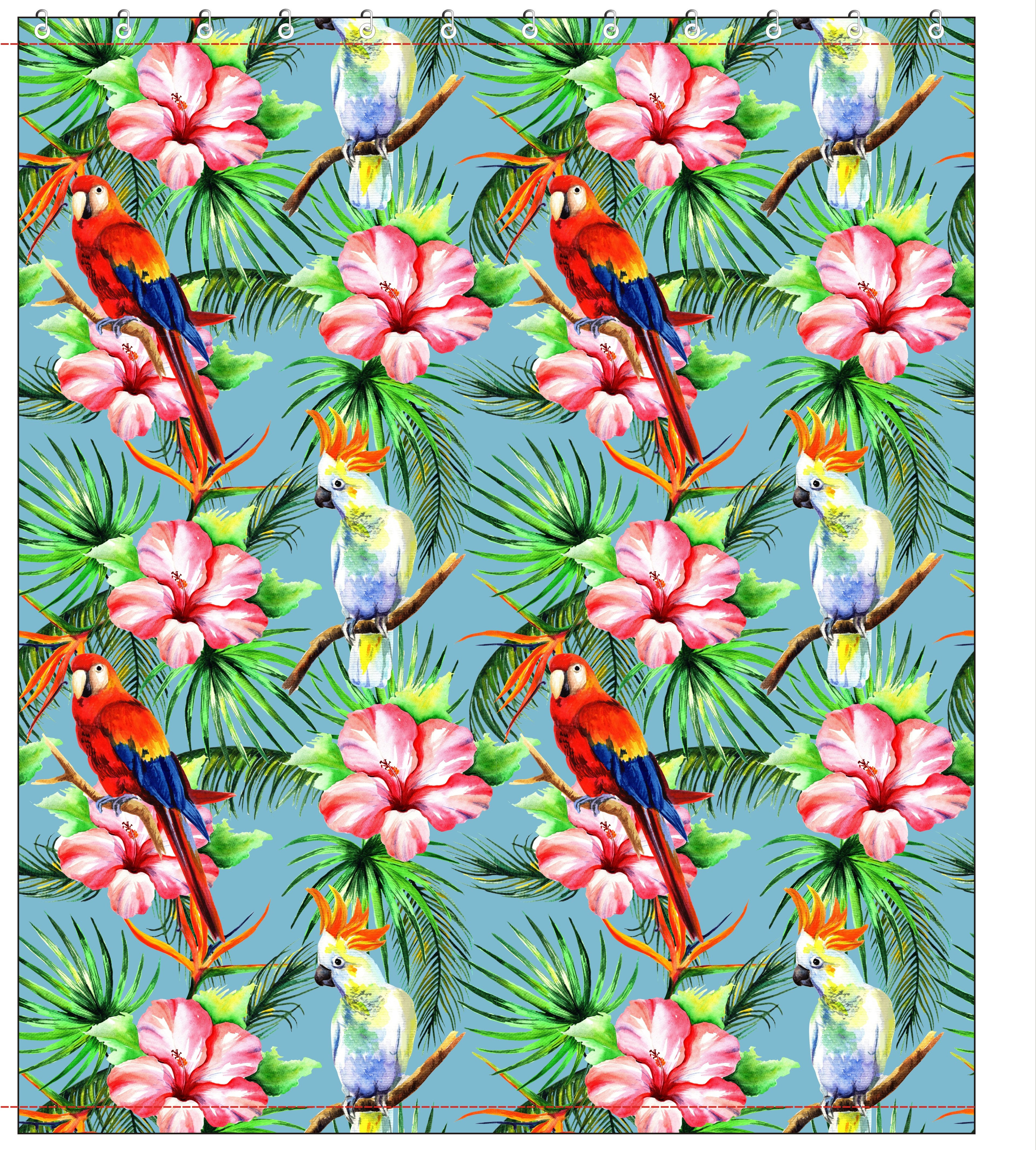 Fabric Print Shower Curtain MULTI PARROT