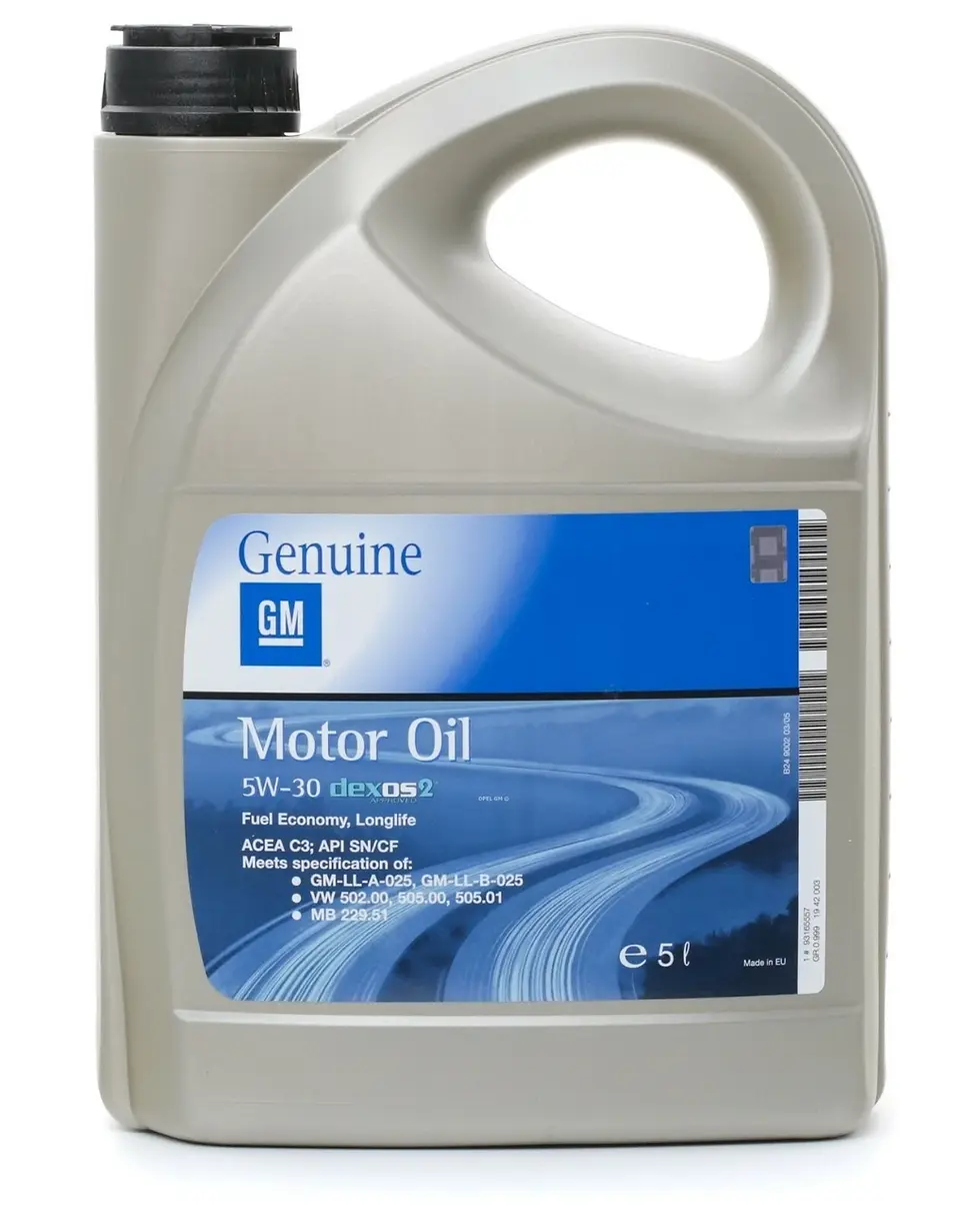 Flacone da 5 litri di Olio Motore Originale GM Opel Dexos2 5w30 Acea C3
