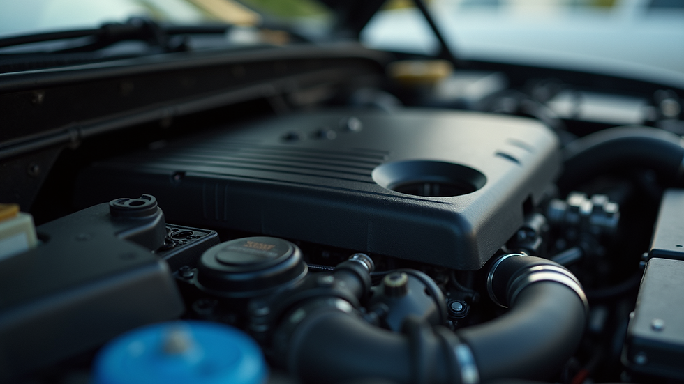 Close-up view of a car engine part