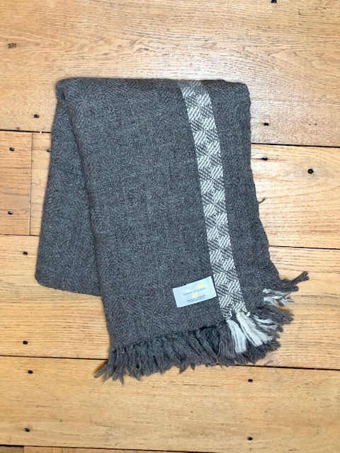 Thumbnail: handwoven wool throw blankets checkerboard darker brown