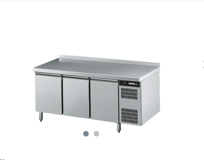 Bäckerei-Tiefkühltisch EN4060, 3 Türen, mit Tischpl, hinten auf, Steckerfertig