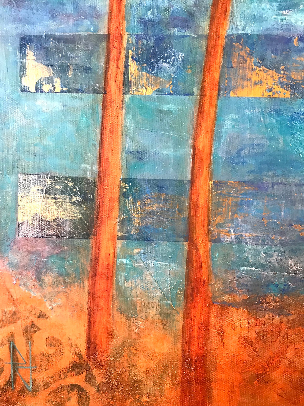 Miniature : Détail d''un paysage de bord de mer au coteau par l'artiste Patricia Jean-Cabot