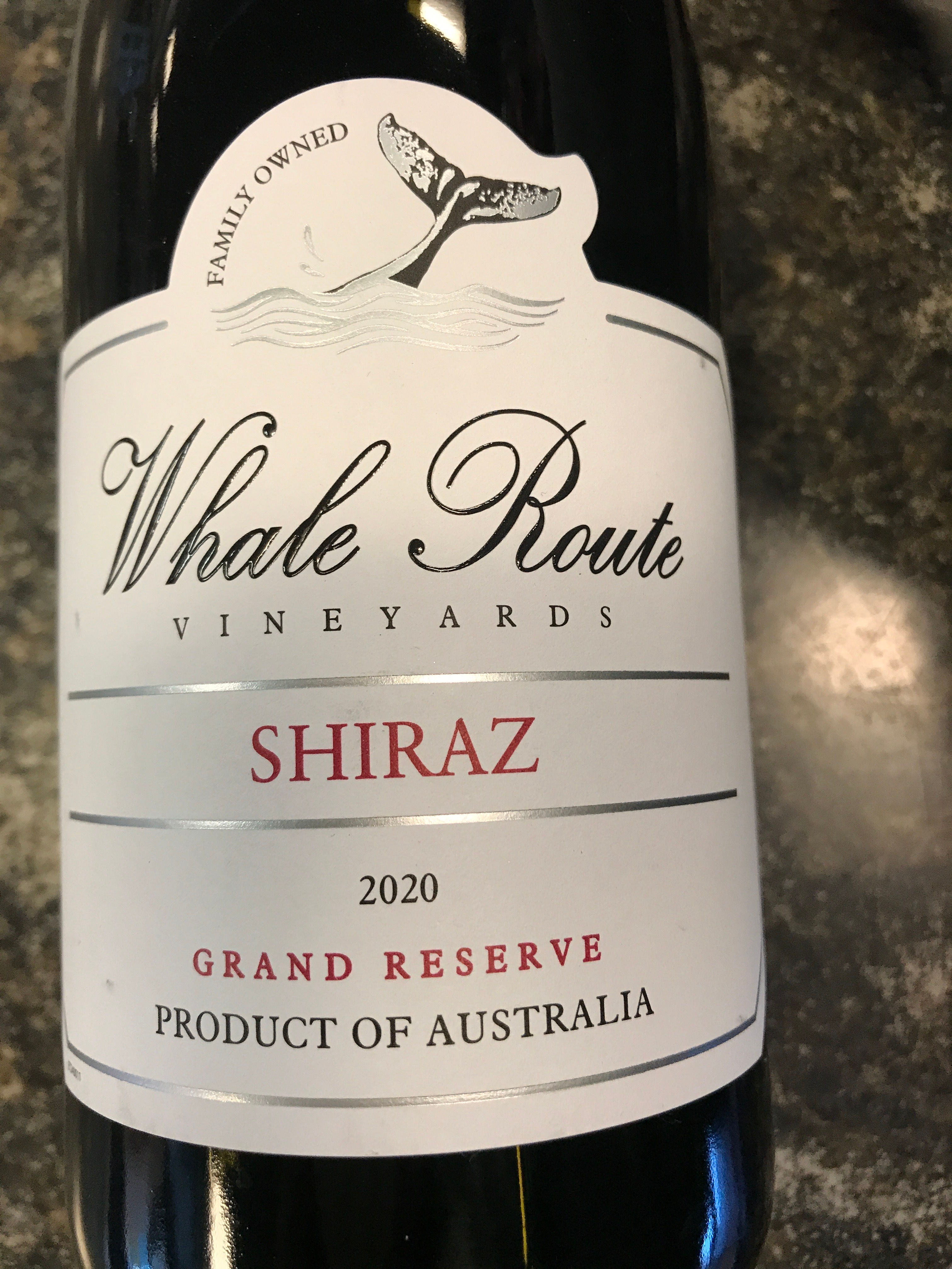 Whale route Shiraz 750ml