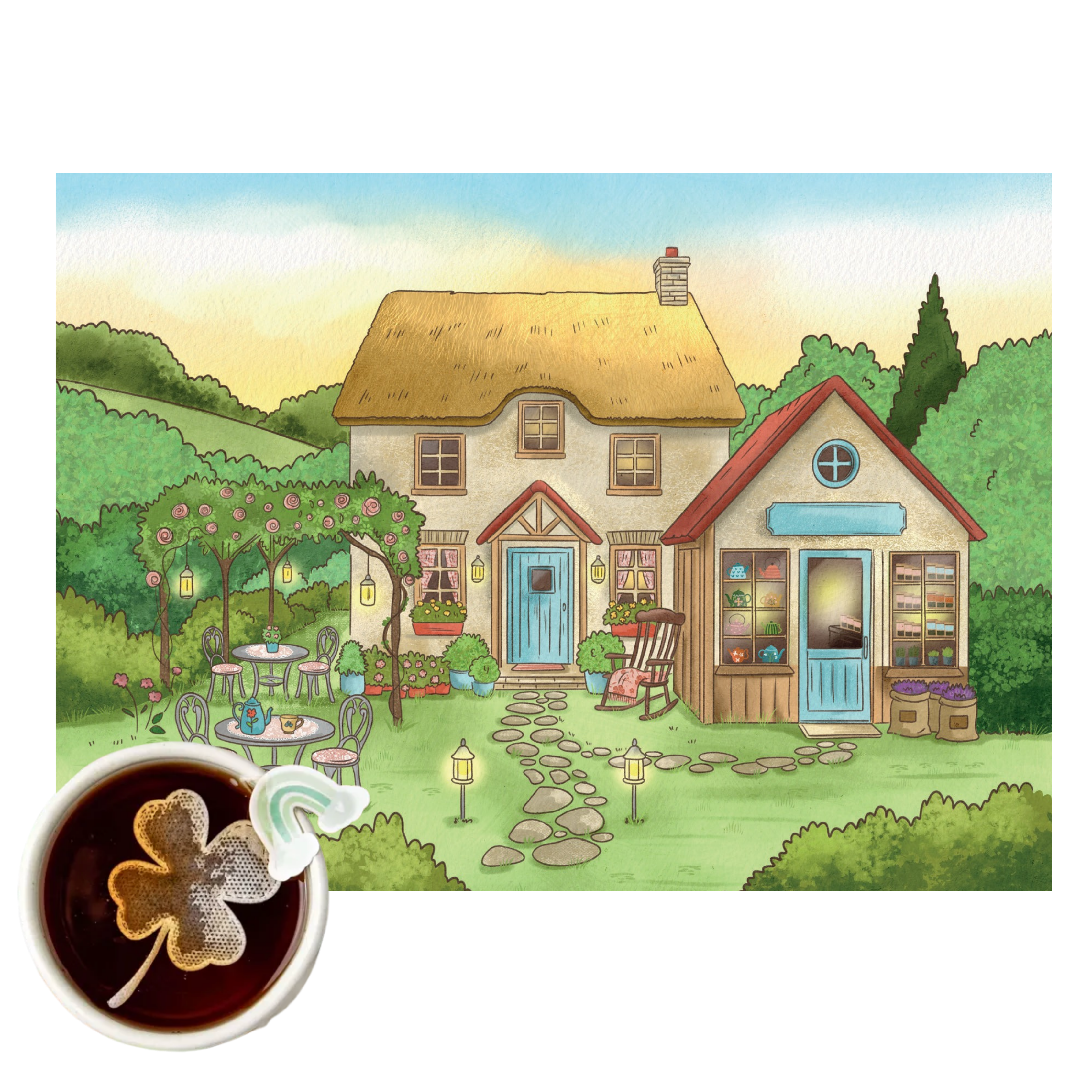 Brievenbuscadeau "Theetuin", kaart met thee 🍀 (incl. verzending)