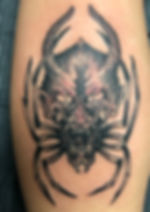 black and grey dragon head spider tattoo by Bryan Romero waikiki hawaii