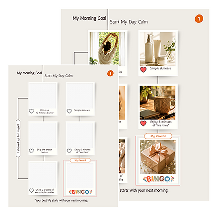Morning Habit Vision BINGO Board FREE downloads