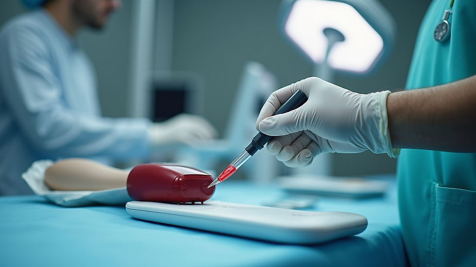 Close-up view of medical equipment used for blood tests
