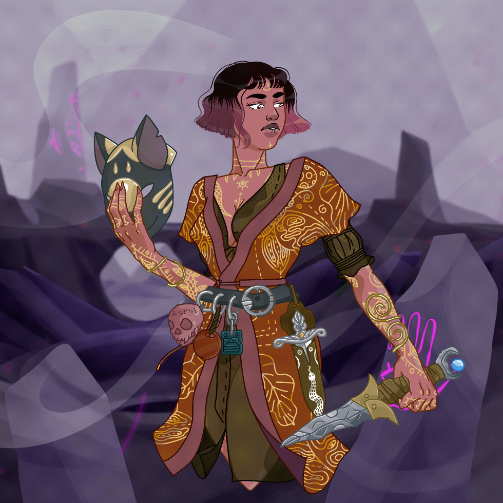 Animated guardian character from the Protector of the Chain digital art series by Aslı Ekim.