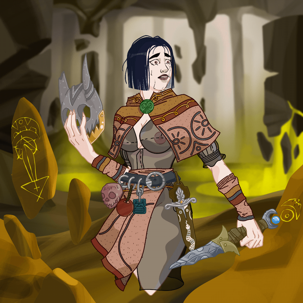 Animated fantasy protector illustration from the Protector of the Chain series by Aslı Ekim.
