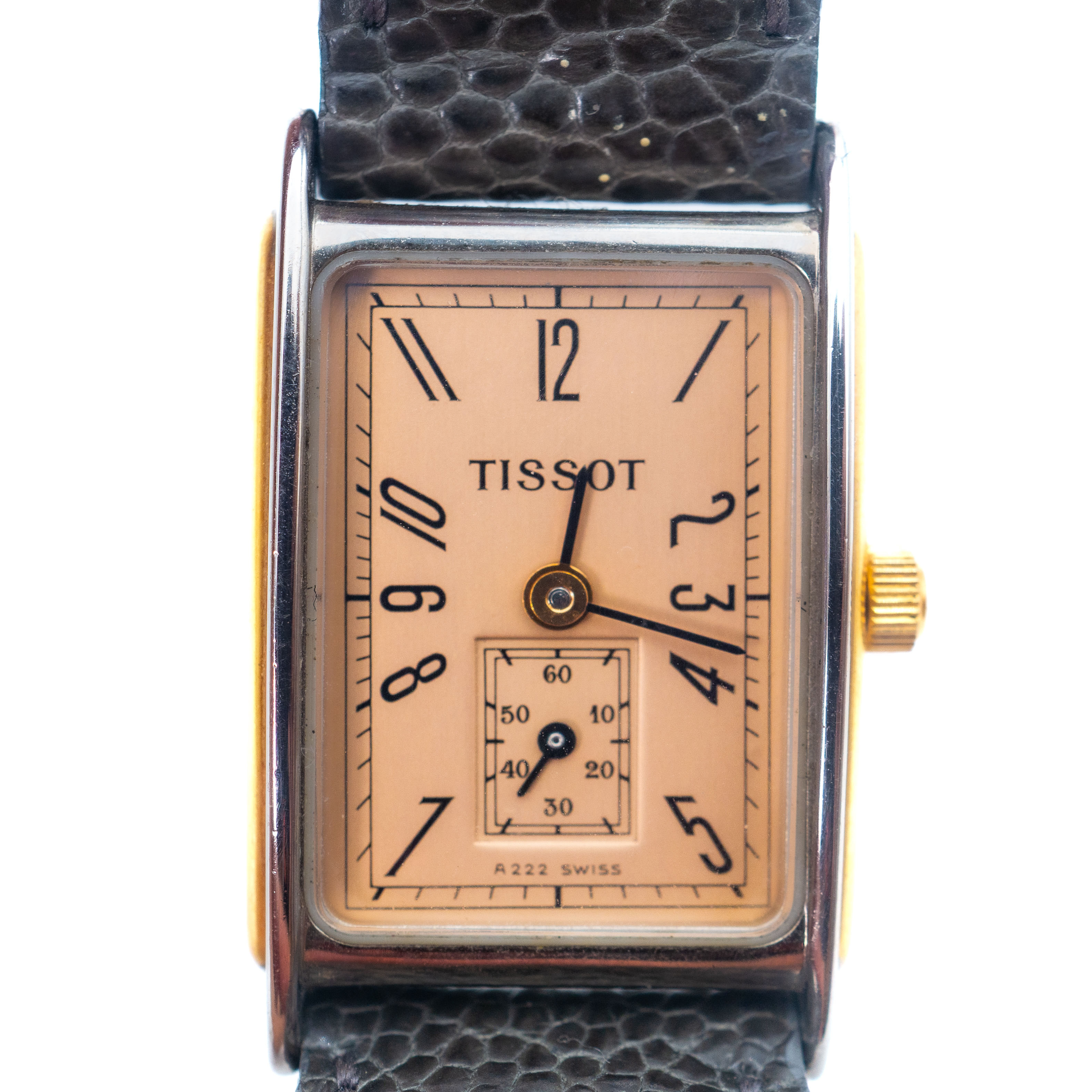Tissot A222 tank salmon dial 