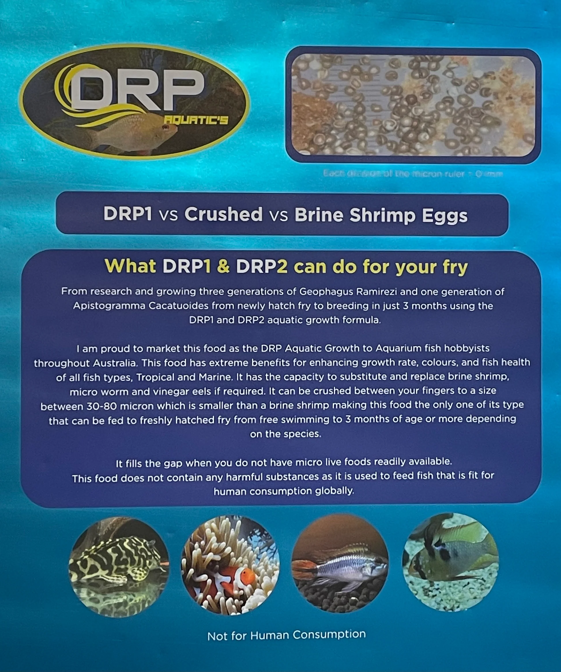 DRP 1 AQUATIC GROWTH FOOD FORMULA TROPICAL MARINE FISH FRY Melbay