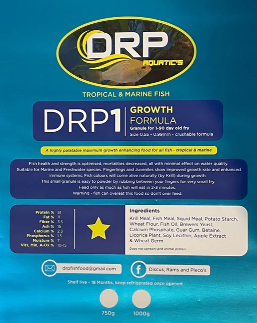 DRP 1 AQUATIC GROWTH FOOD FORMULA TROPICAL MARINE FISH FRY Melbay