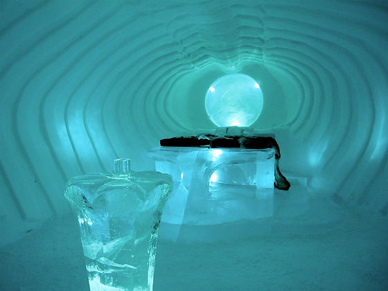 Ice hotel bedroom