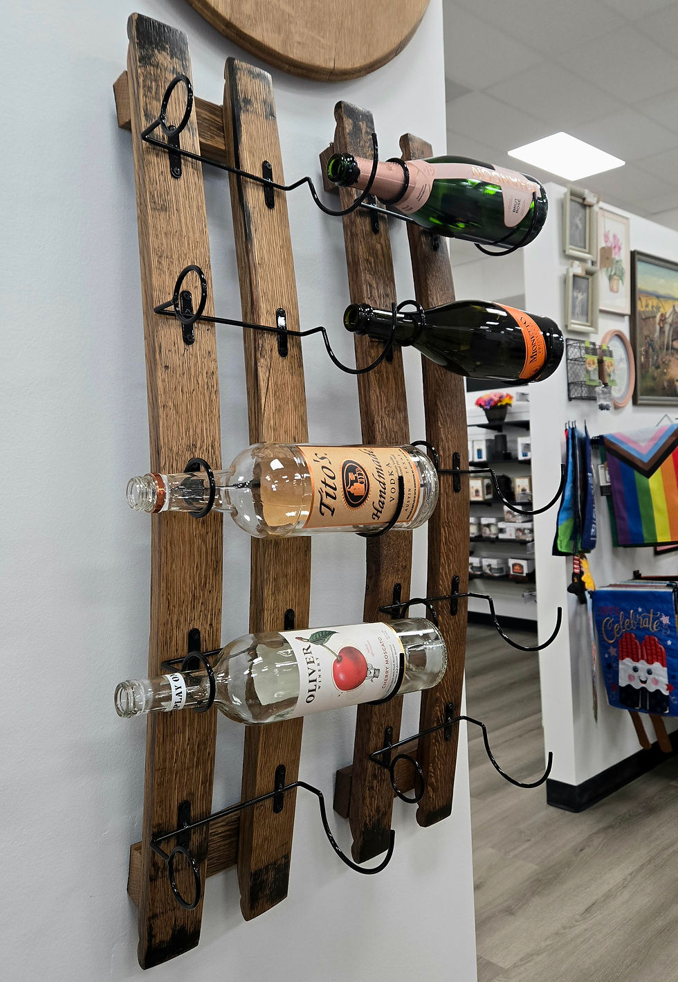 Thumbnail: Authentic Bourbon Barrel Wall Bottle Rack