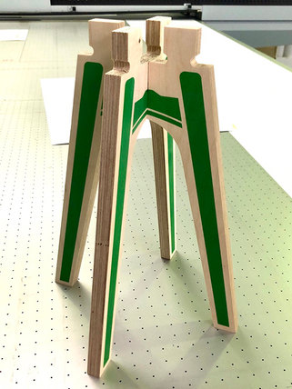 Printed furniture legs ready for spray