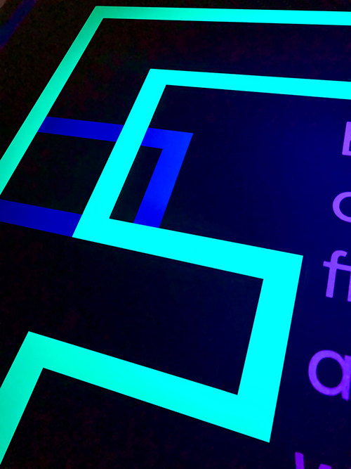 Stencil ink that will fluoresce or glow