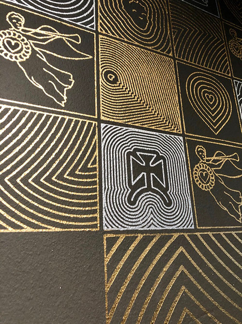 Stencil to painted walls