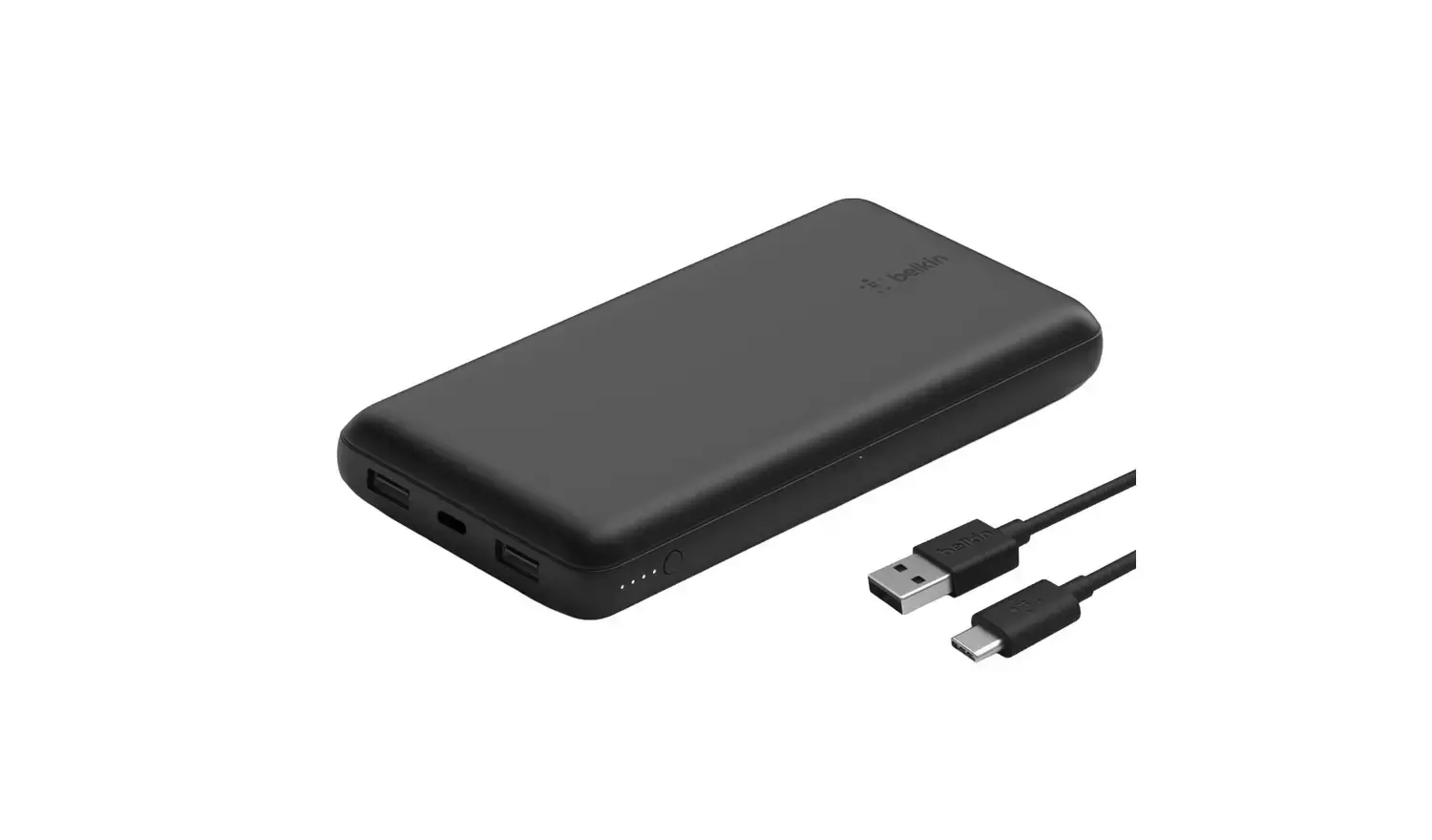 Belkin 20000mAh Portable Power Bank, Precharged, 15W with USB C Cable – Black
