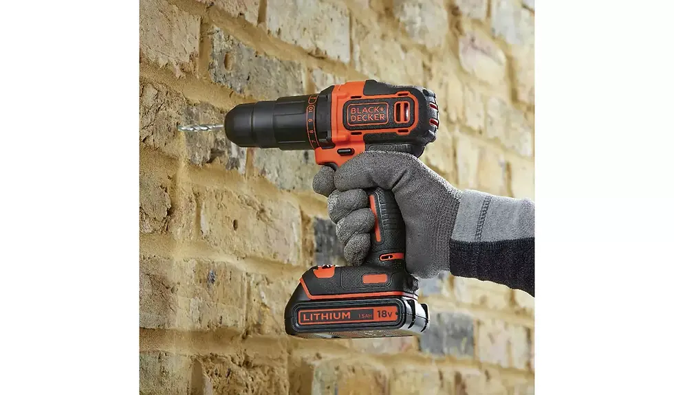 Thumbnail: Black + Decker 18V Cordless Hammer Drill with Battery