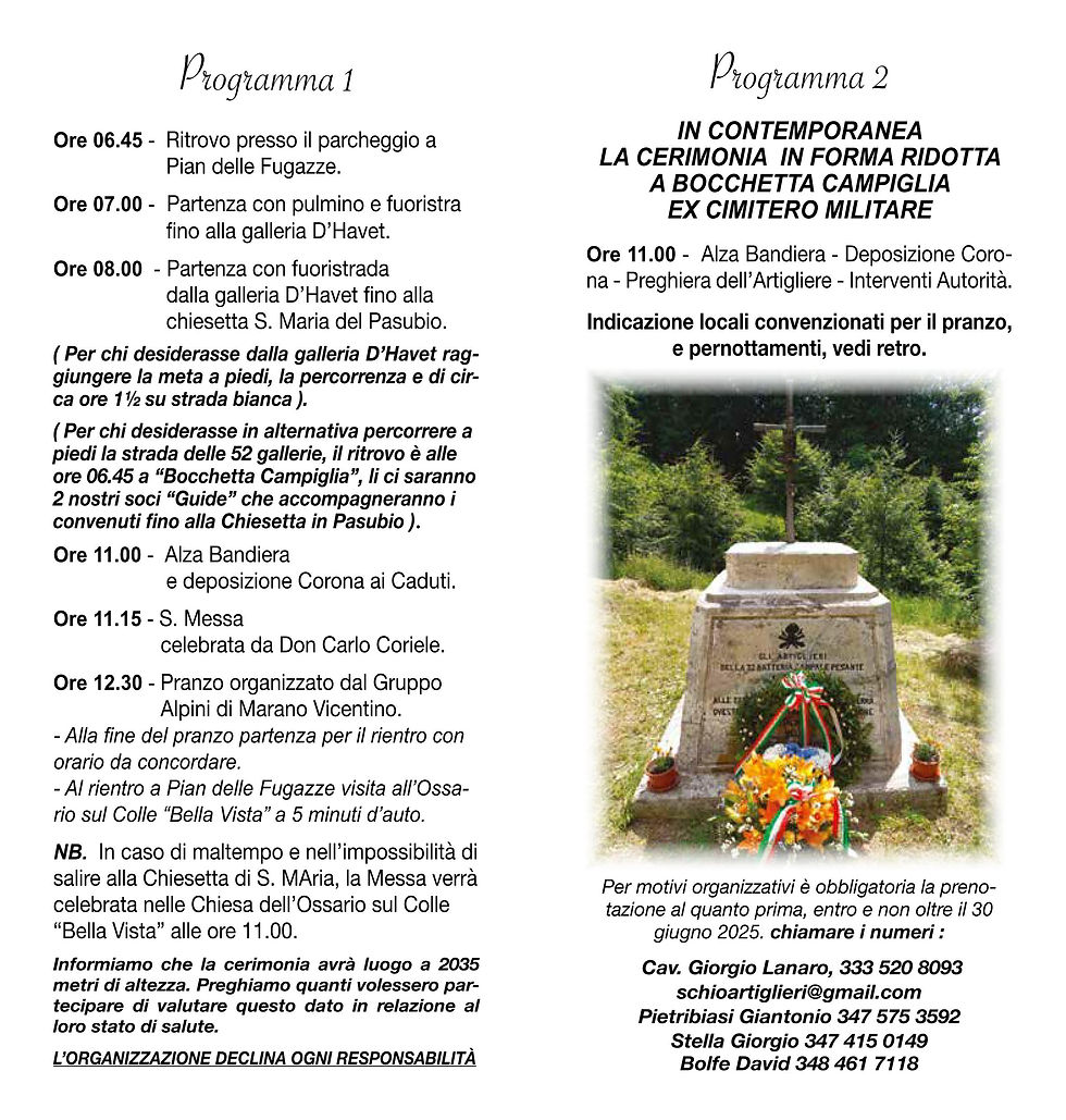 13-07-2025 I° PELLEGRINAGGIO A.N.Art.I. in Pasubio