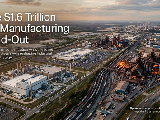 The $1.6 Trillion US Manufacturing Build-Out: Geographic Rebalancing and Implications for Industrial Sourcing