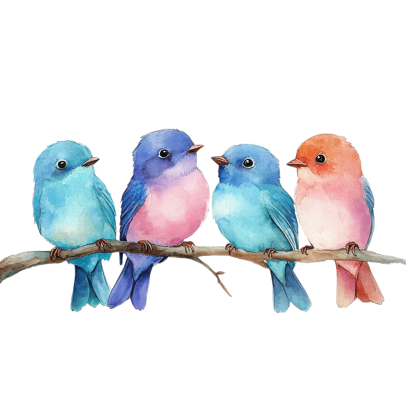 Colorful birds sitting on a branch (8).png