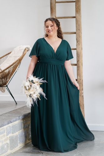 TACHA �?� QS �?� Robe longue vert bouteille manches courtes grande taille | La Boutique TONIC