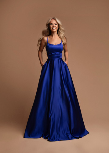 ASTRID I Robe en satin lacée dans le dos bleu roi La Boutique TONIC