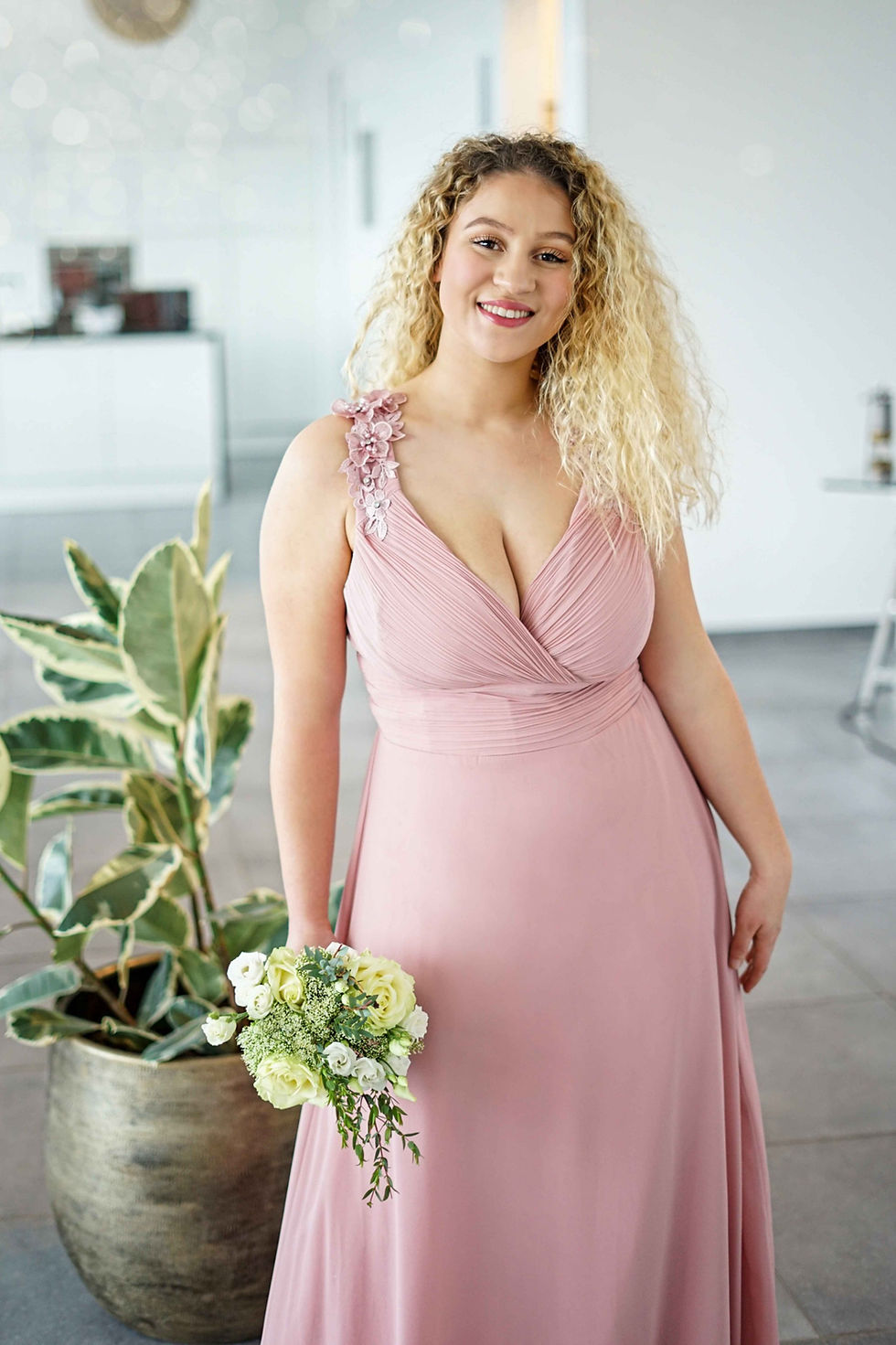 Thumbnail: CHERYL ∣ QS ∣ Plus Size Dusty Rose Long Bridesmaid Dress