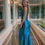 Thumbnail: SOLVEIG I petrol blue satin ceremony dress