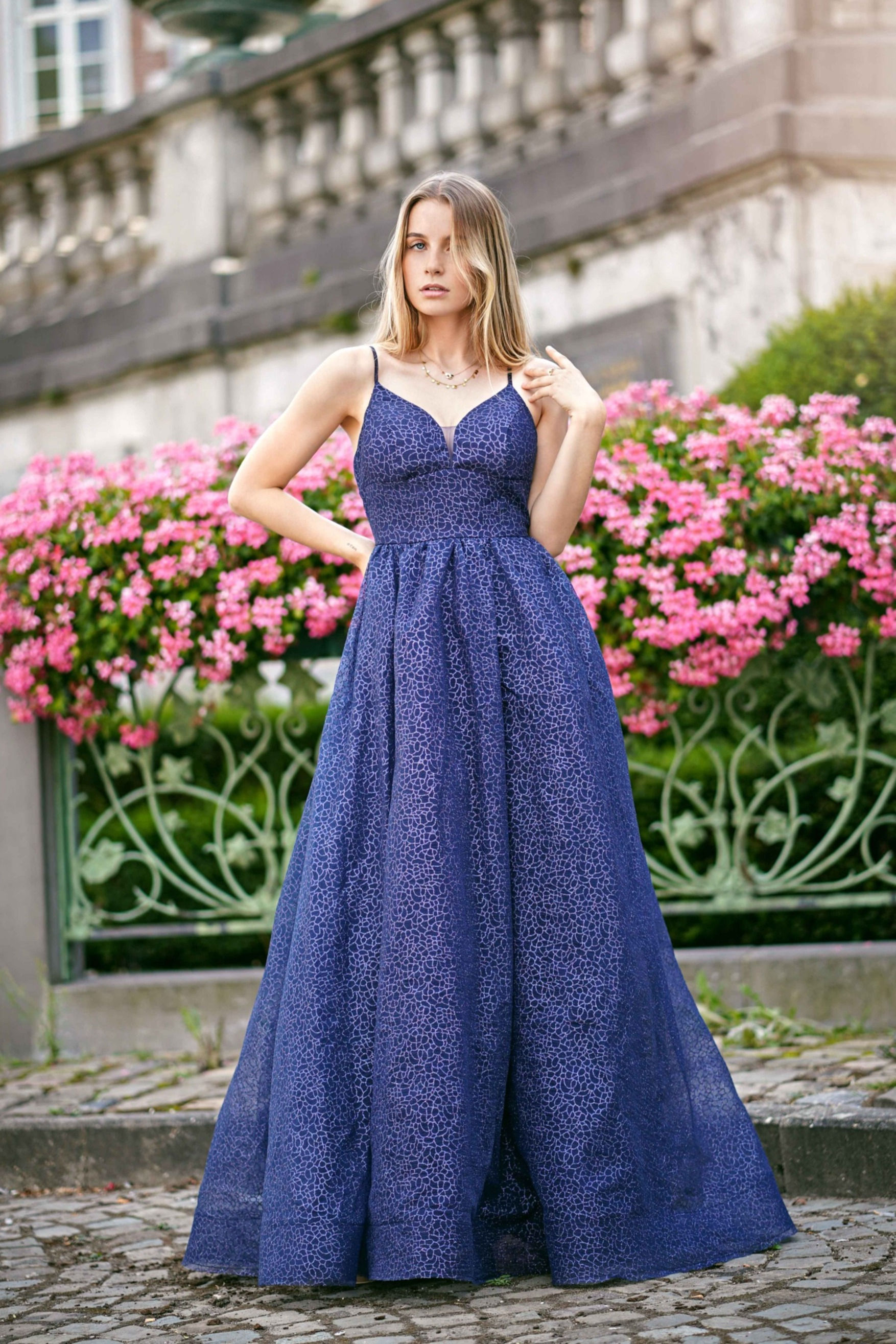 JULINE ∣ Robe longue demoiselle d'honneur marine