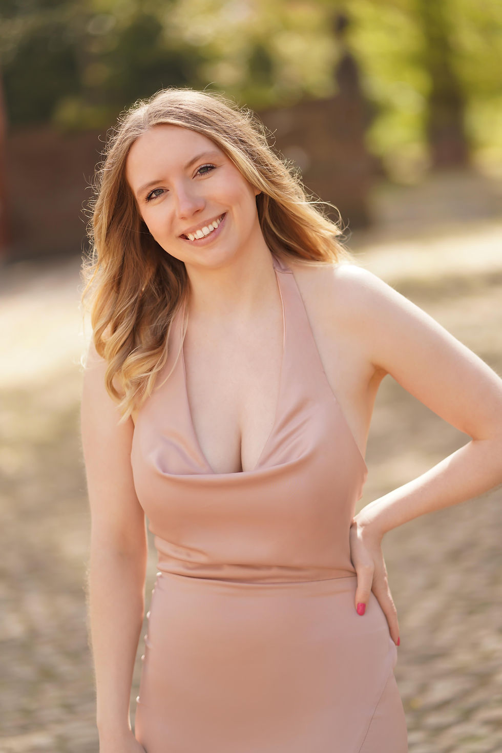 Thumbnail: ELOISE l Longue robe fendue rose